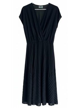 VTG Jackie O Dress Size 13 60s Black Semi Sheer Pool Cover Made USA Pleated